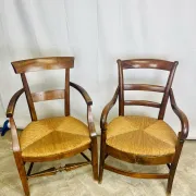 Pair of dissimilar walnut armchairs
