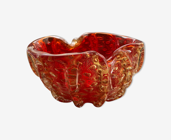 Murano empty bubbled pocket tinted red and gold