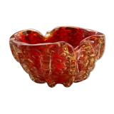 Murano empty bubbled pocket tinted red and gold