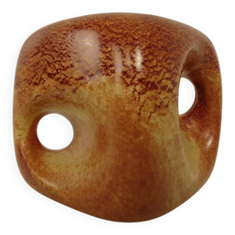 Italian ceramic cube vase by Roberto Rigon for Bertoncello, 1960s.