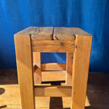 Pair of vintage larch stools, 1960s/70s