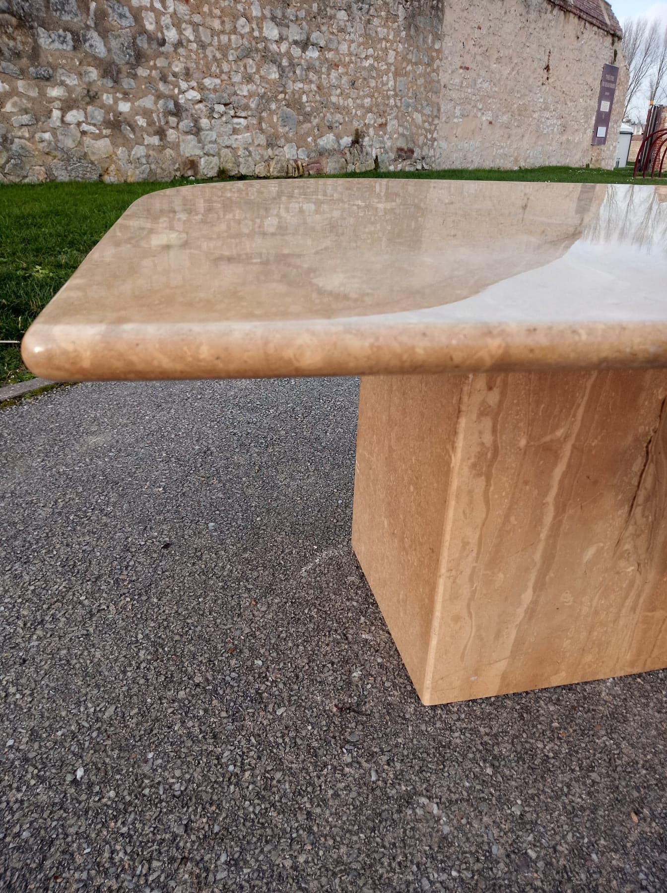 Travertine coffee table