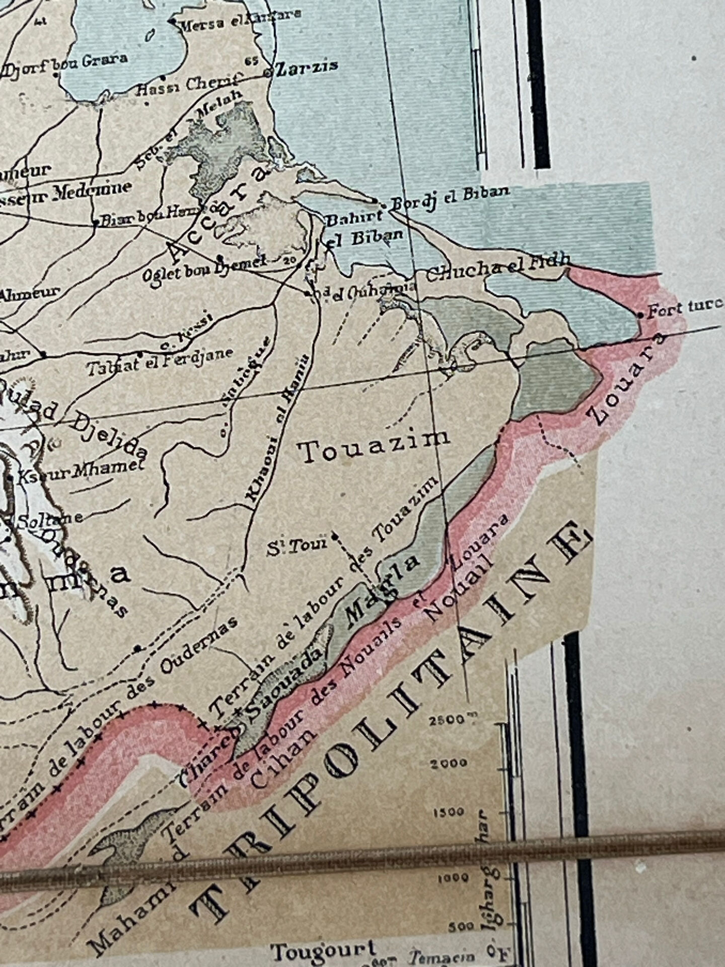 Carte ancienne Algérie et Tunisie 72,5x47cm
