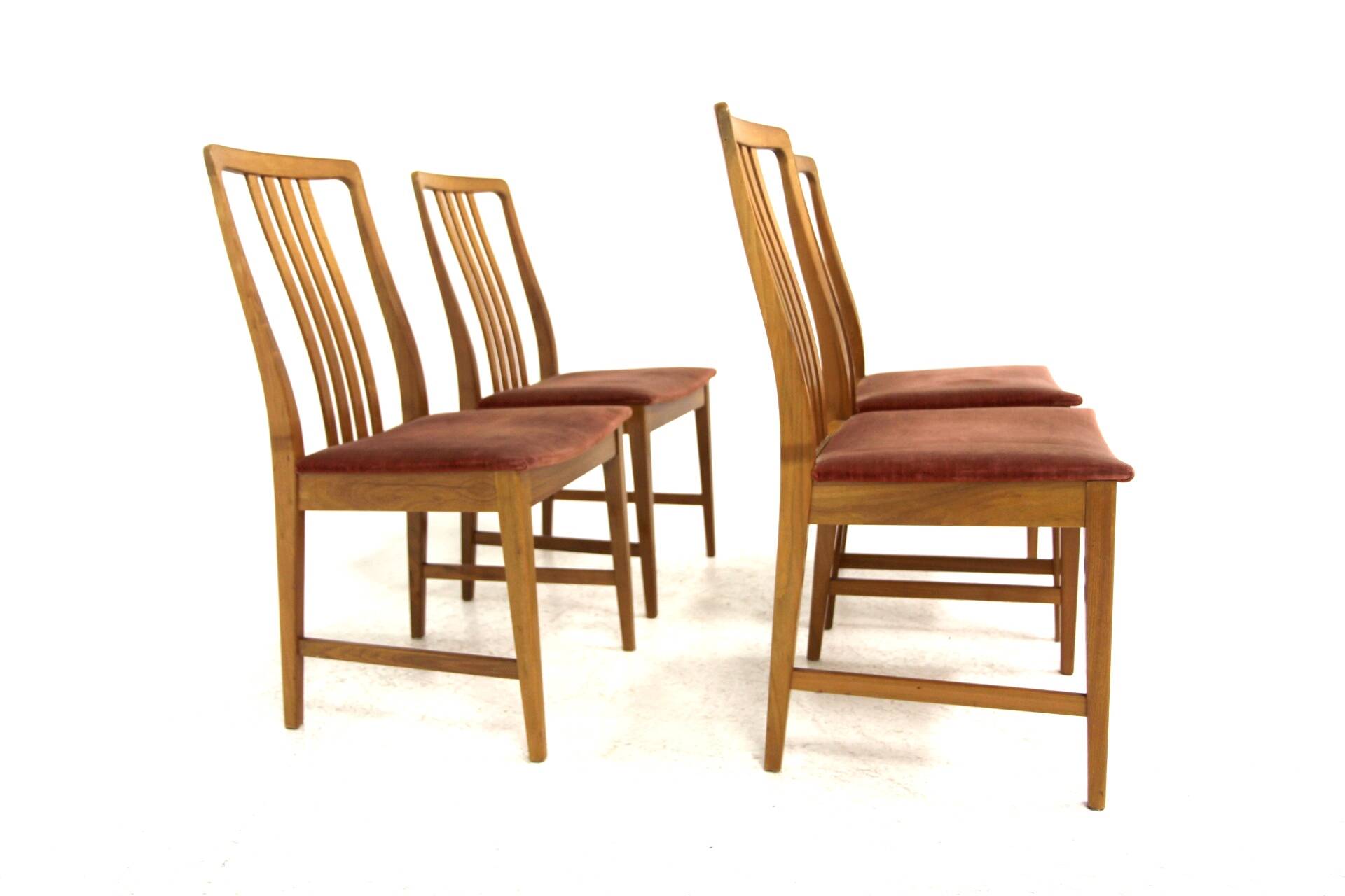 Set of 4 Scandinavian walnut chairs, Sweden, 1960
