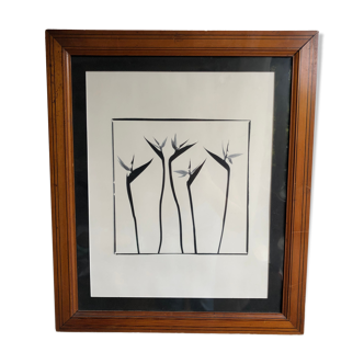 Flowers black and white framed print