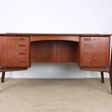 Large Danish teak desk, double sided, by Svend Aage Madsen for H. P Hansen 1960.