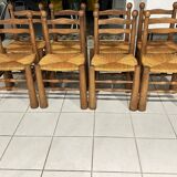 Set of 8 Charles Dudouyt Brutalist Dining Chairs 1960