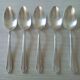 Set of 5 large silver metal spoons