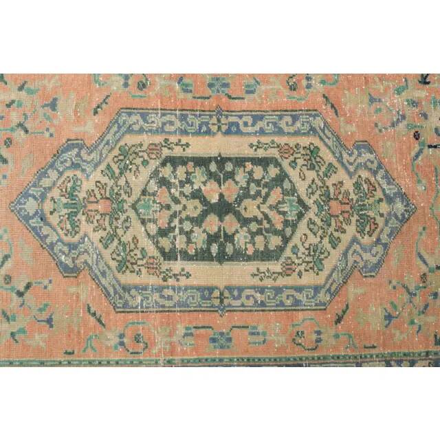 Vintage Turkish Oushak Handmade Wool Cotton Orange Area Rug  116x172