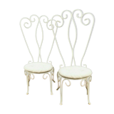 Pair of wrought iron garden chairs patinated 20th century Chairs