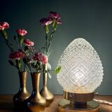 Vintage globe table lamp in diamond-point glass