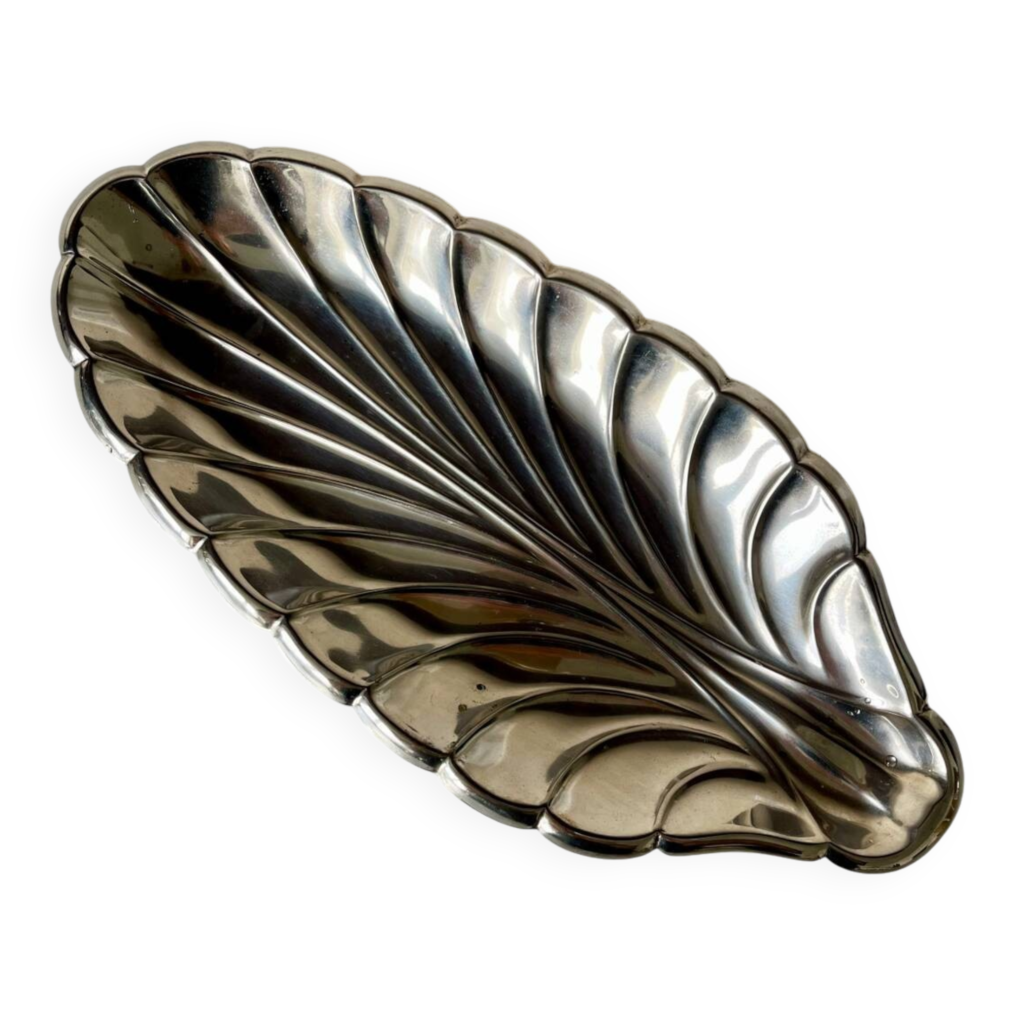 Vintage 70's shell stainless steel tray