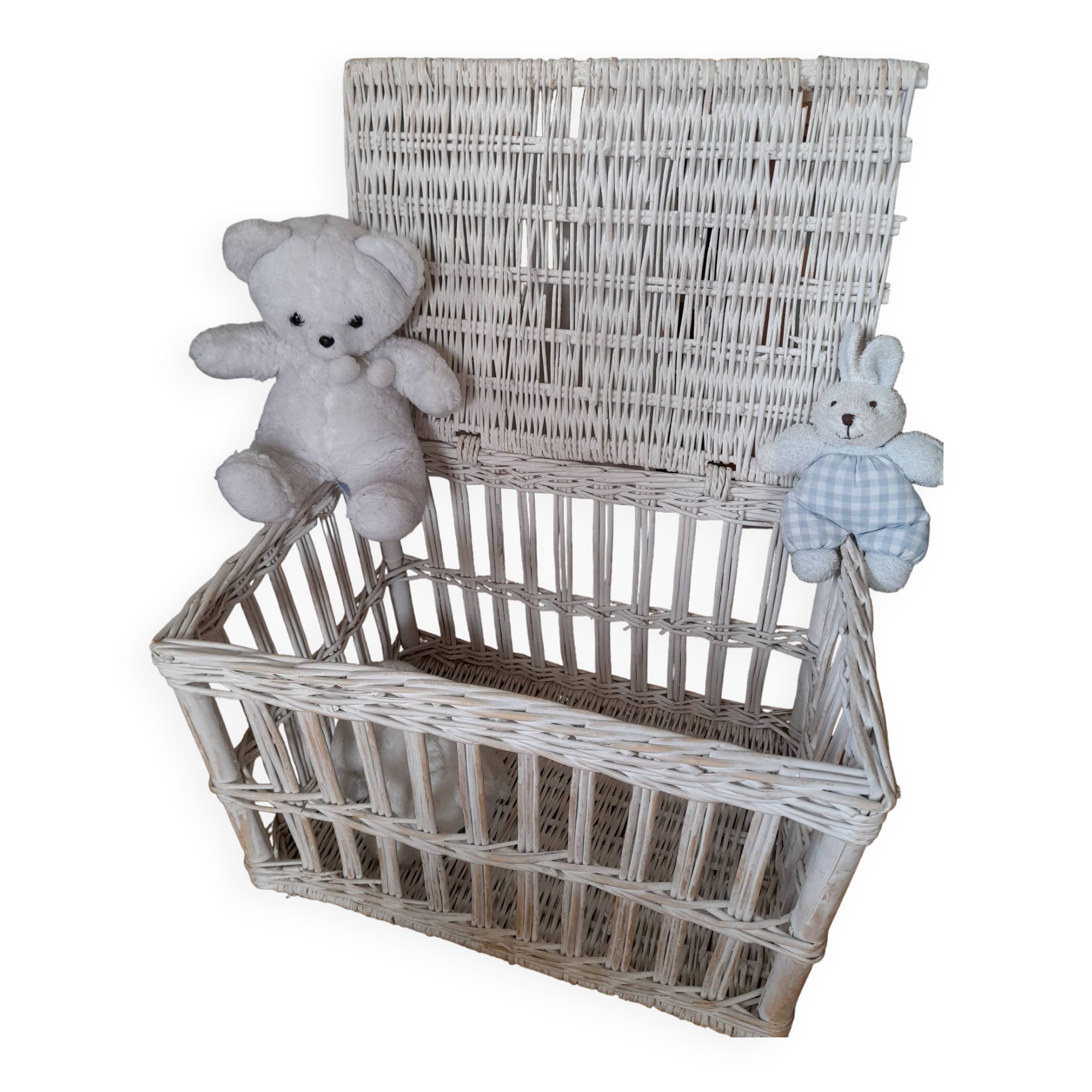 Bleached wicker trunk - toy chest