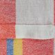 Old tablecloth and 11 towels crossed red blue