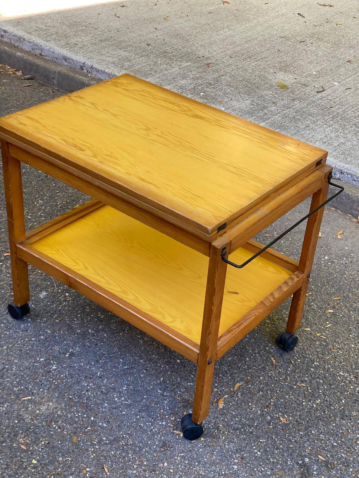 Scandinavian extendable solid wood side table folding 1980
