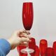 10 ruby red blown glass champagne flutes