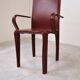 4 red leather dining chairs by Arper italy, 1980s
