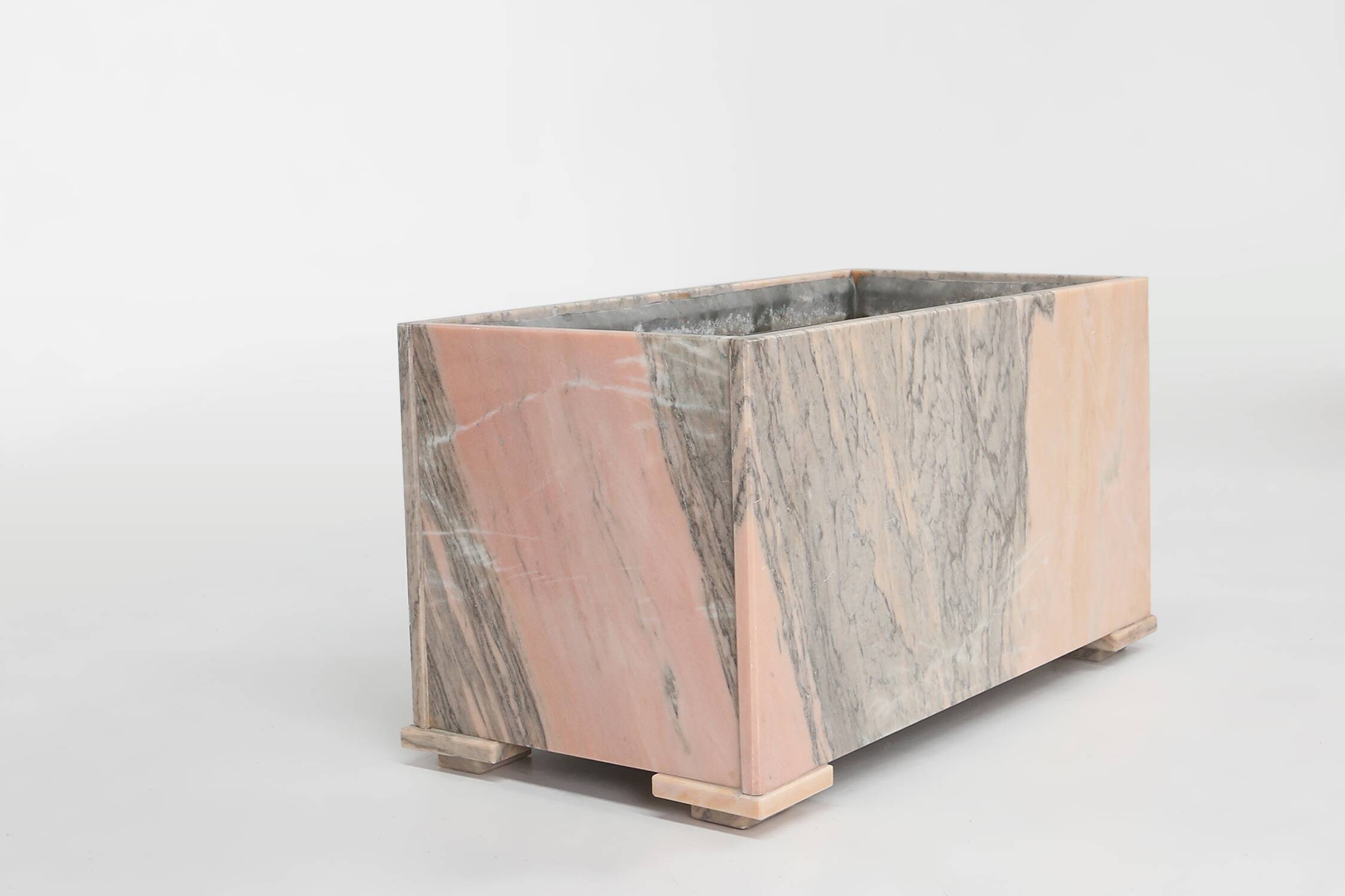 Large marble planter in pink marble, Belgium ca. 1980