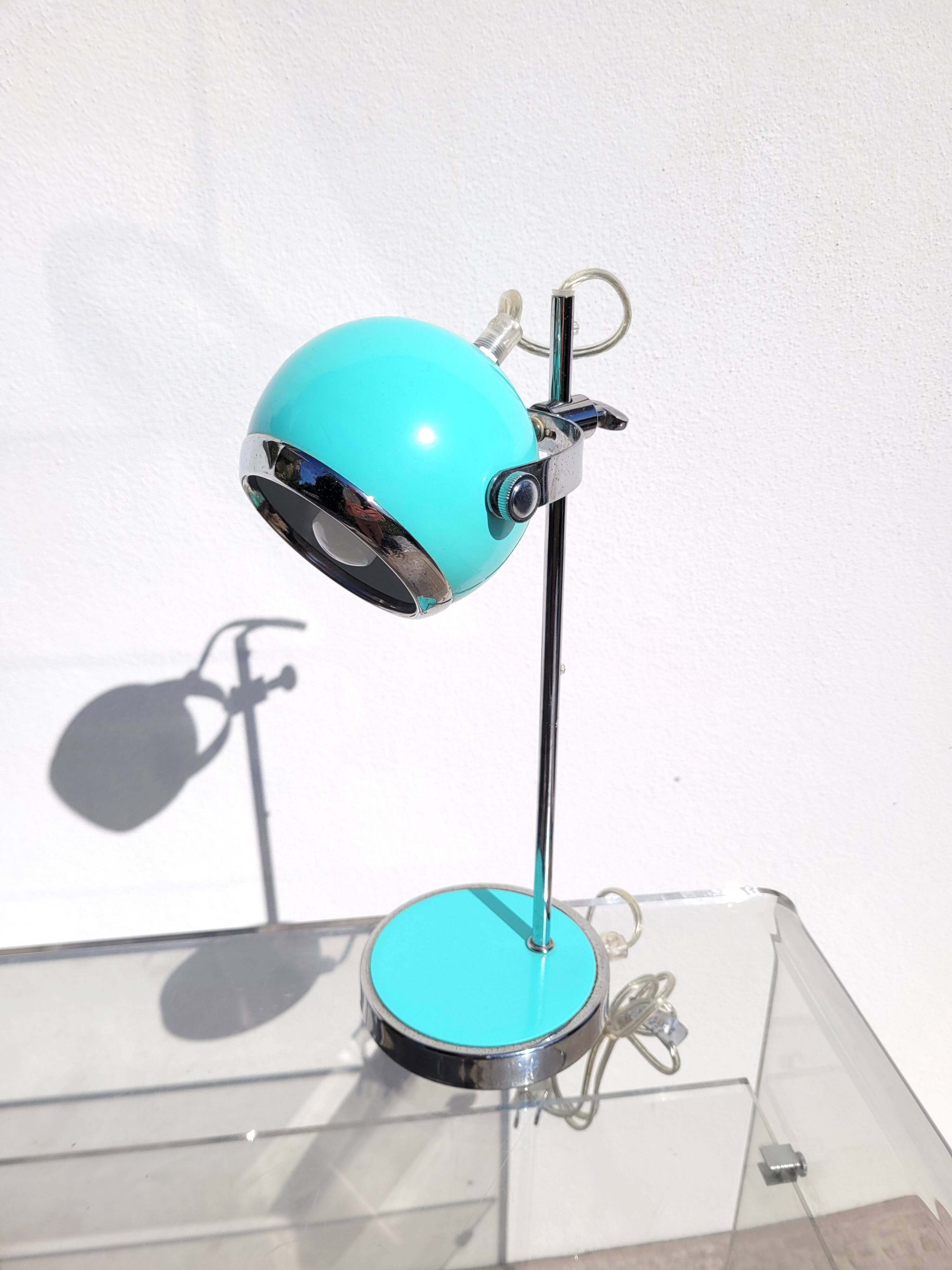 Mint and chrome eyeball lamp