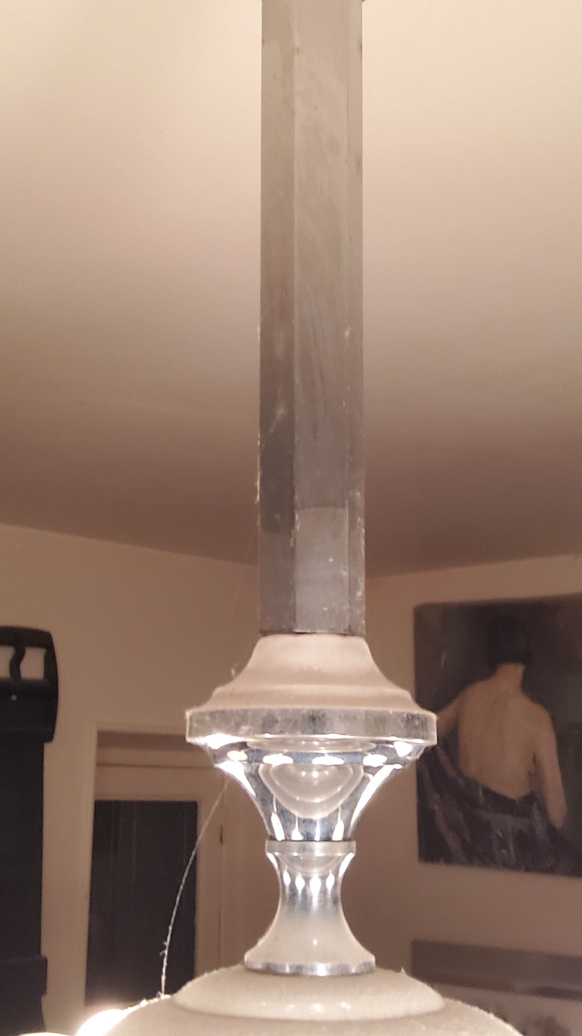 Art deco chandelier in chromed metal and glass 6 arms of lights