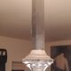Lustre art déco en métal chromé et verre 6 bras de lumières
