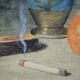 Still life with a cigarette - Painting signed A. Moreau