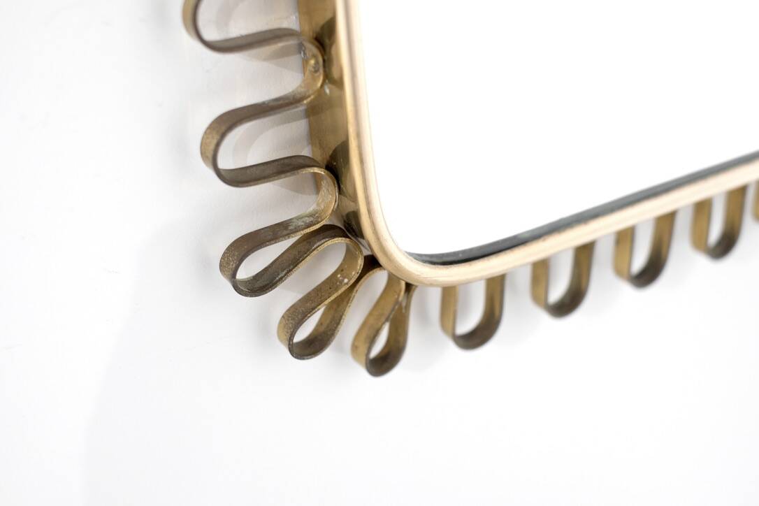 Brass wall mirror, Italy, 1950s