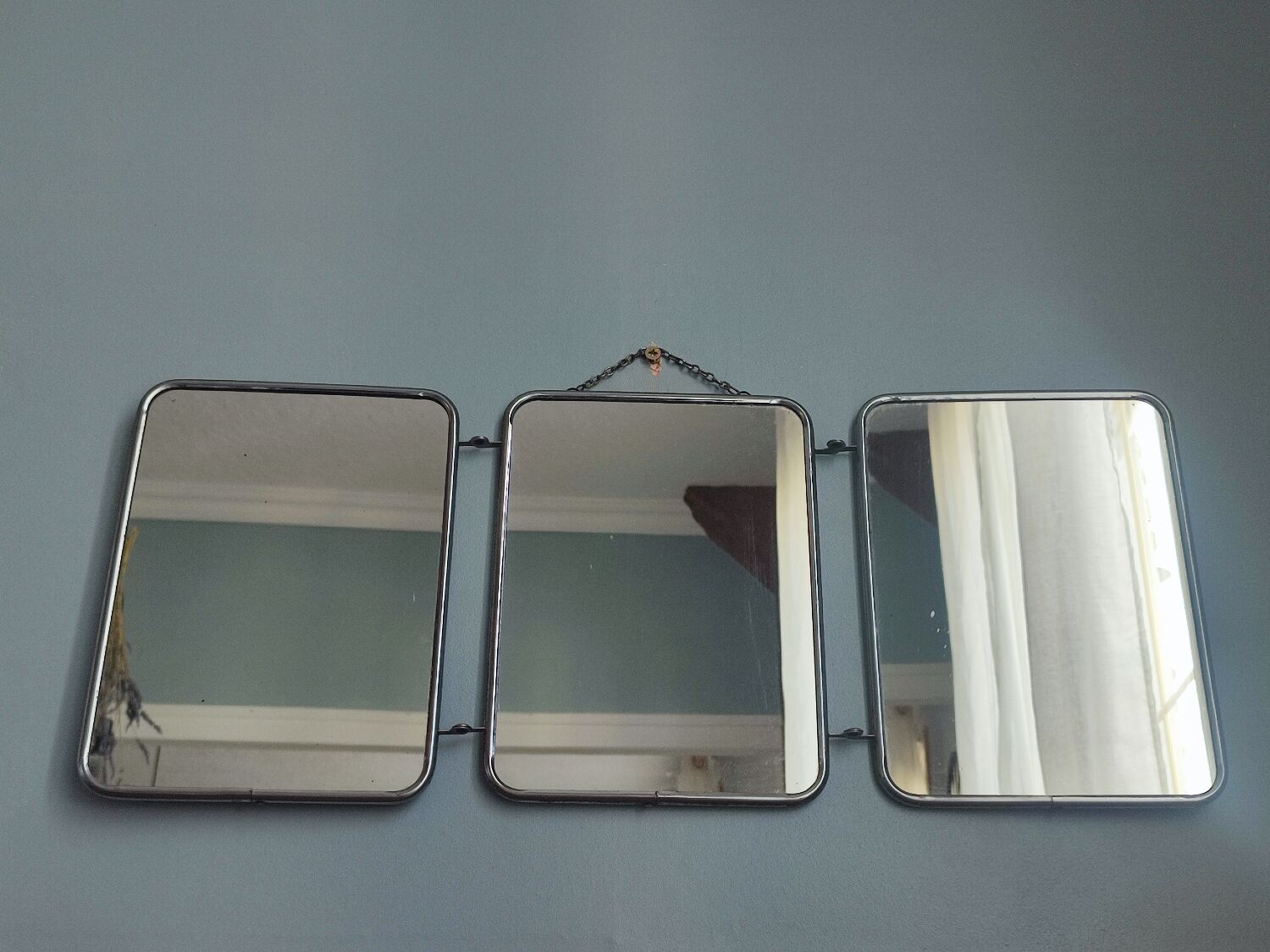 Vintage folding triptych barber mirror