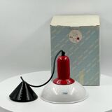 1980s Vintage Hanging Lamp by Imago Italy - Red and White Ceramic- New Old Stock.