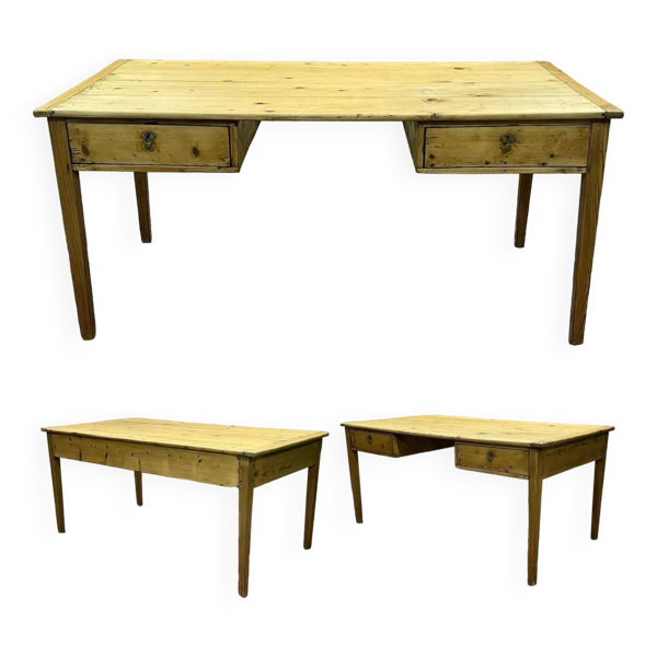 Bureau plat du début XXème en sapin