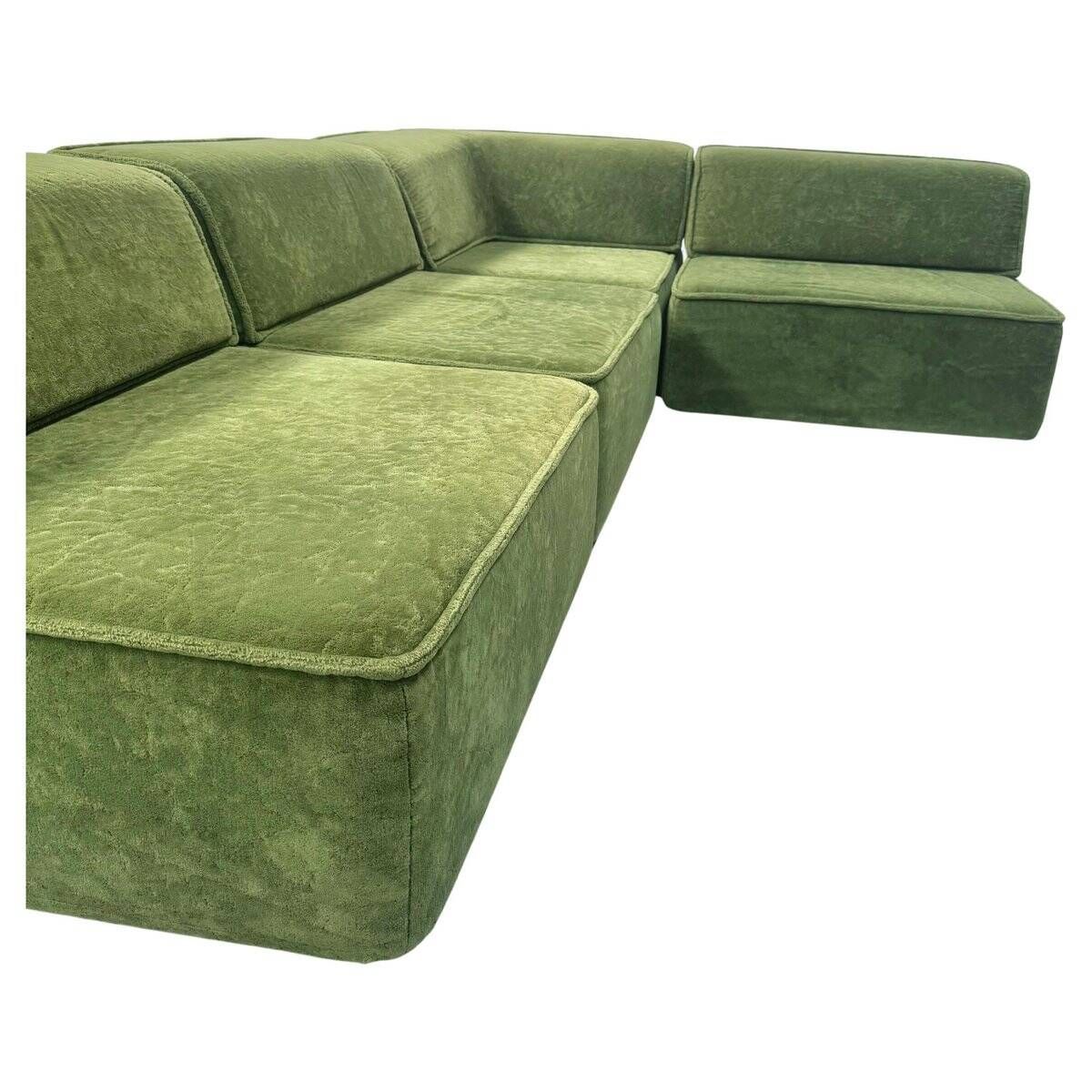 Canapé modulaire vintage Trio en tissu teddy vert de Cor, années 1970, ensemble de 4.