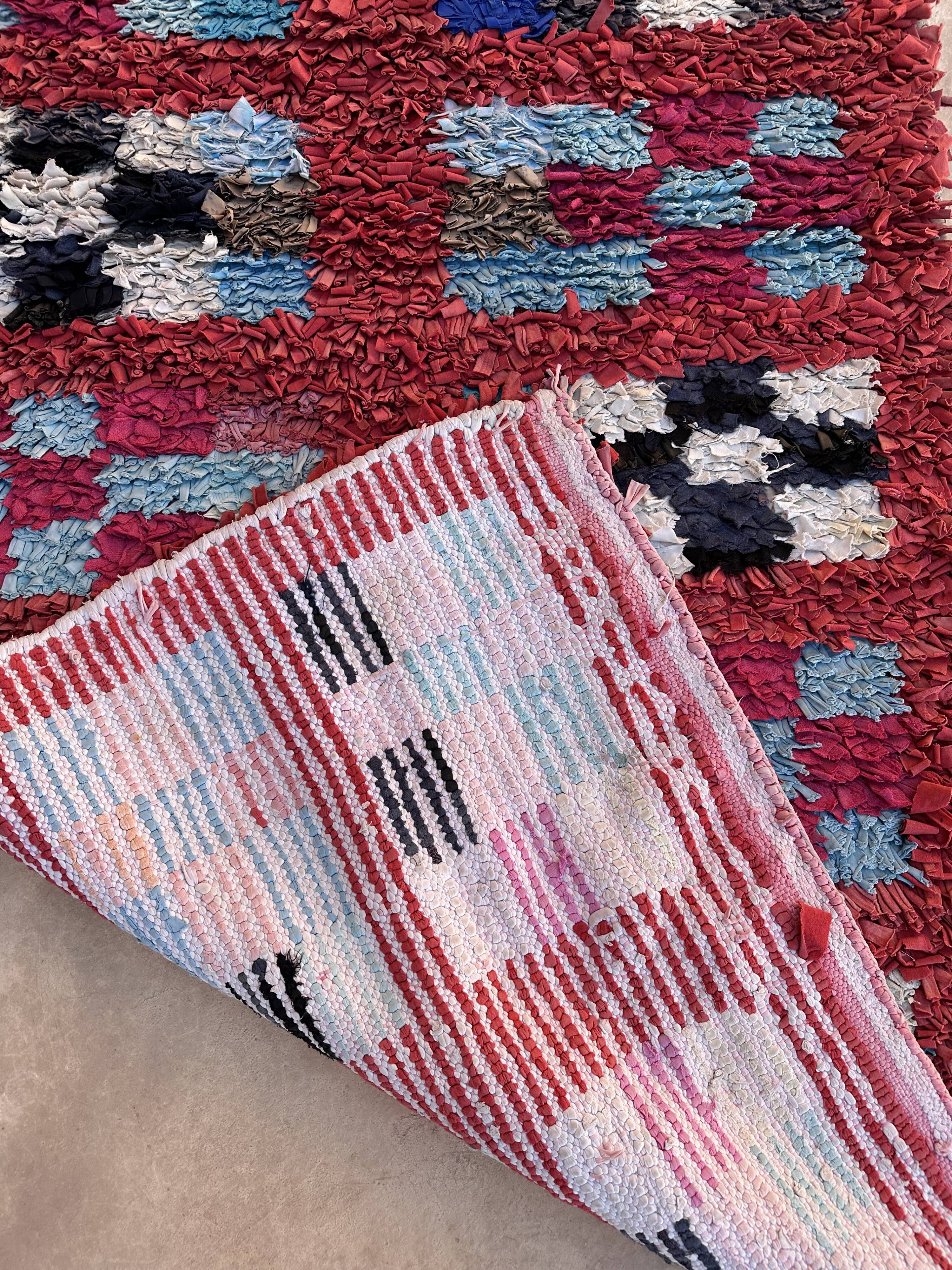 Colorful Boucherouite Moroccan rug - 93 x 245 cm