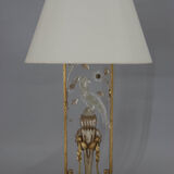 Crystal parrot table lamp, 1970s