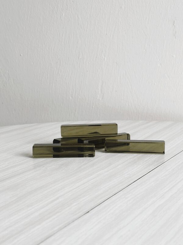 Lot de 5 porte-couteaux en verre fumé