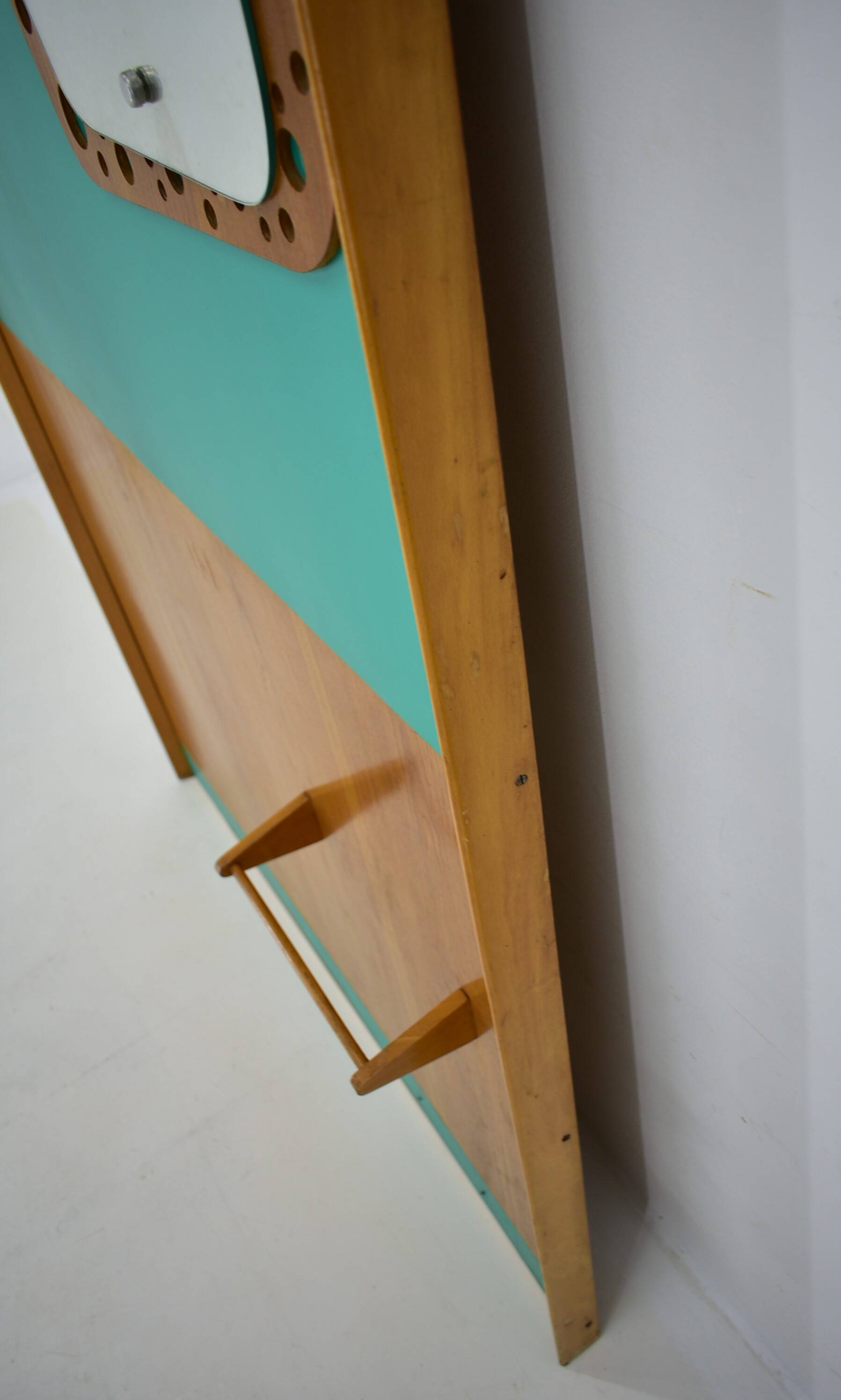 Mid-Century  Wall Mounted Coat Rack Czechoslovakia , 1970's