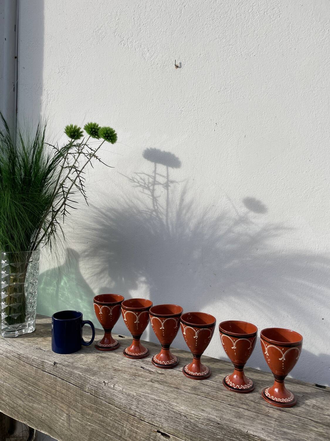 6 earthenware stemmed glasses / handcrafted ceramic work