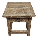 Small teak stool with 1 drawer