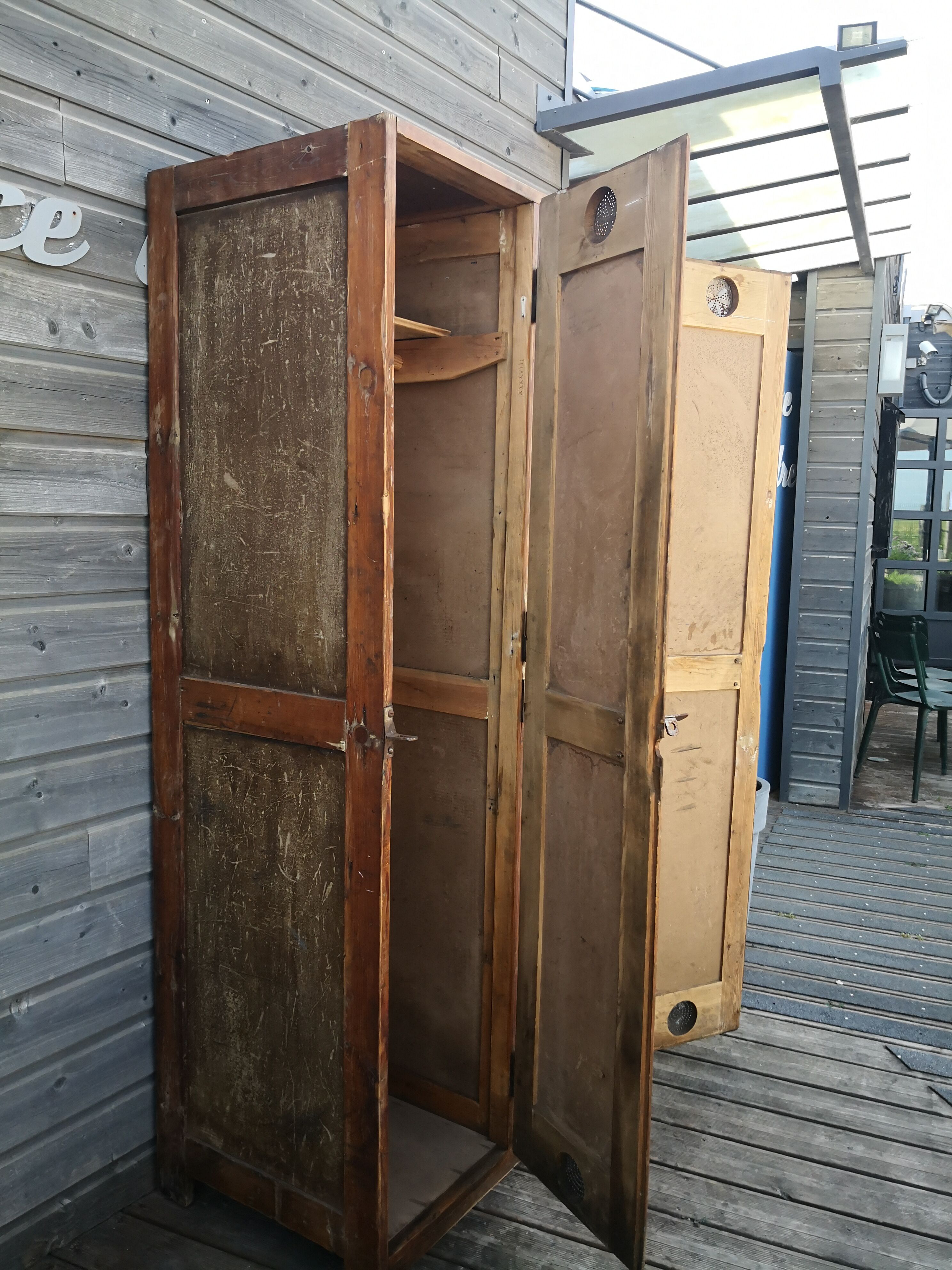 Coat rack cloakroom, Vintage wooden wardrobe