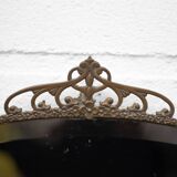 Art nouveau bronze mirror, art deco mirror, oval mirror, beveled mirror, wall decoration, mirror