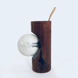 Brutalist wooden table or wall lamp attributed to Temde Leuchten, Switzerland, 1960s.