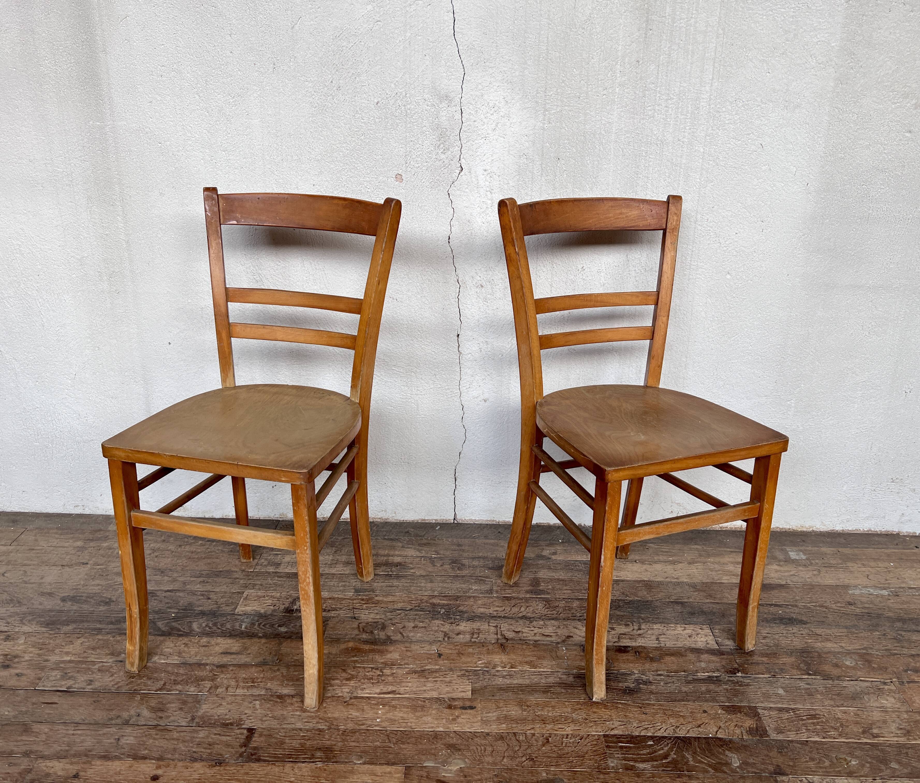 Pair of parisian wooden bistro chairs