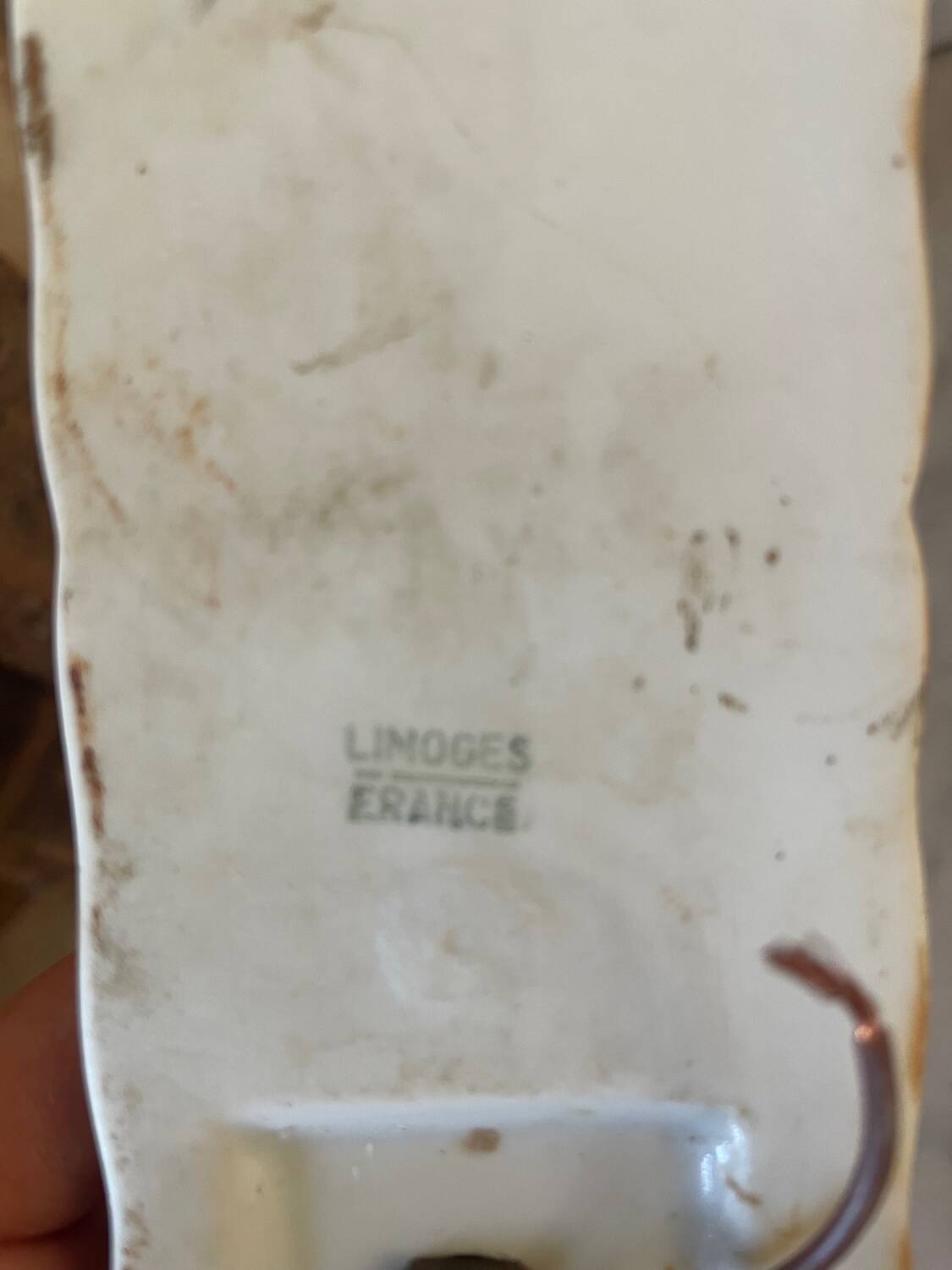 Pair of cut glass and Limoges porcelain wall sconces