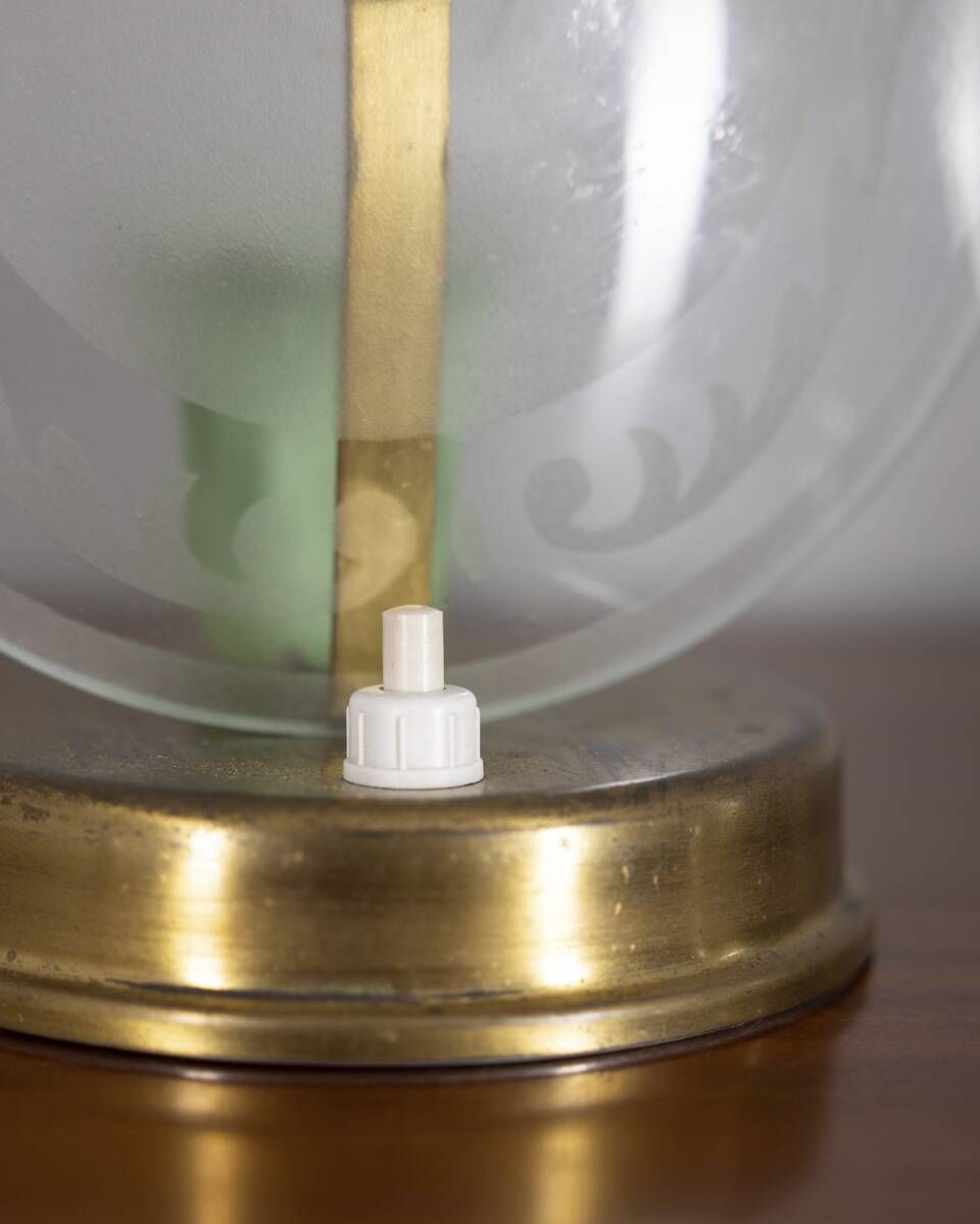Pair of Vintage 1950s Brass and Glass Table Lamps, Italian Design