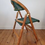 Pair of folding rattan bistro chairs