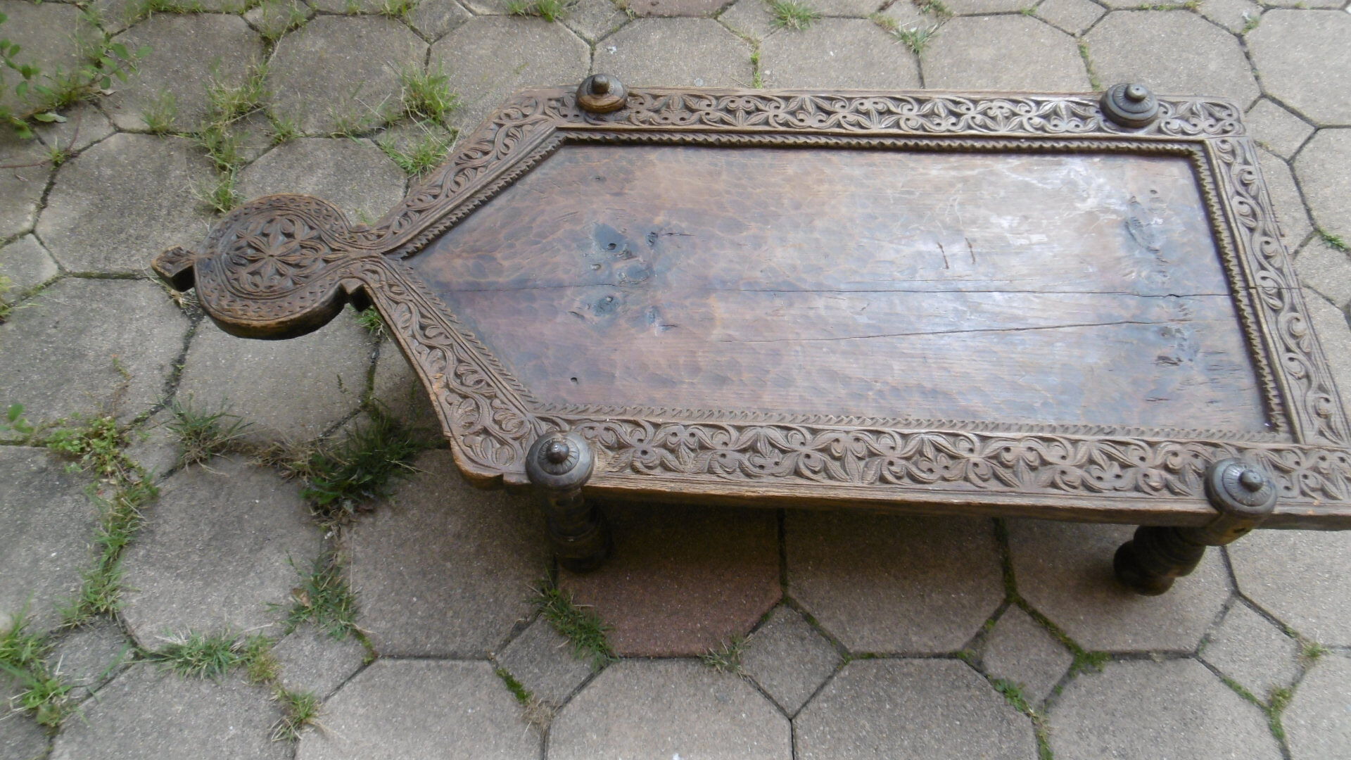 Ancient indian coffee table - massive teak