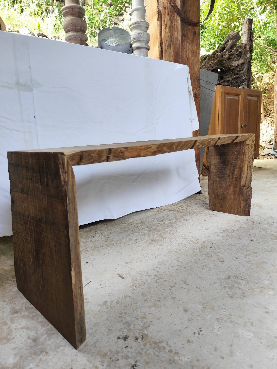Banc en chêne wabisabi