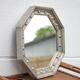 Vintage mirror, wooden mirror covered with tin, tin mirror from the 60s
