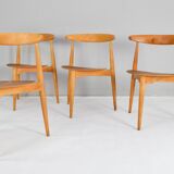 FH4103 Heart dining chairs by Hans Wegner for Fritz Hansen, Denmark 1950s