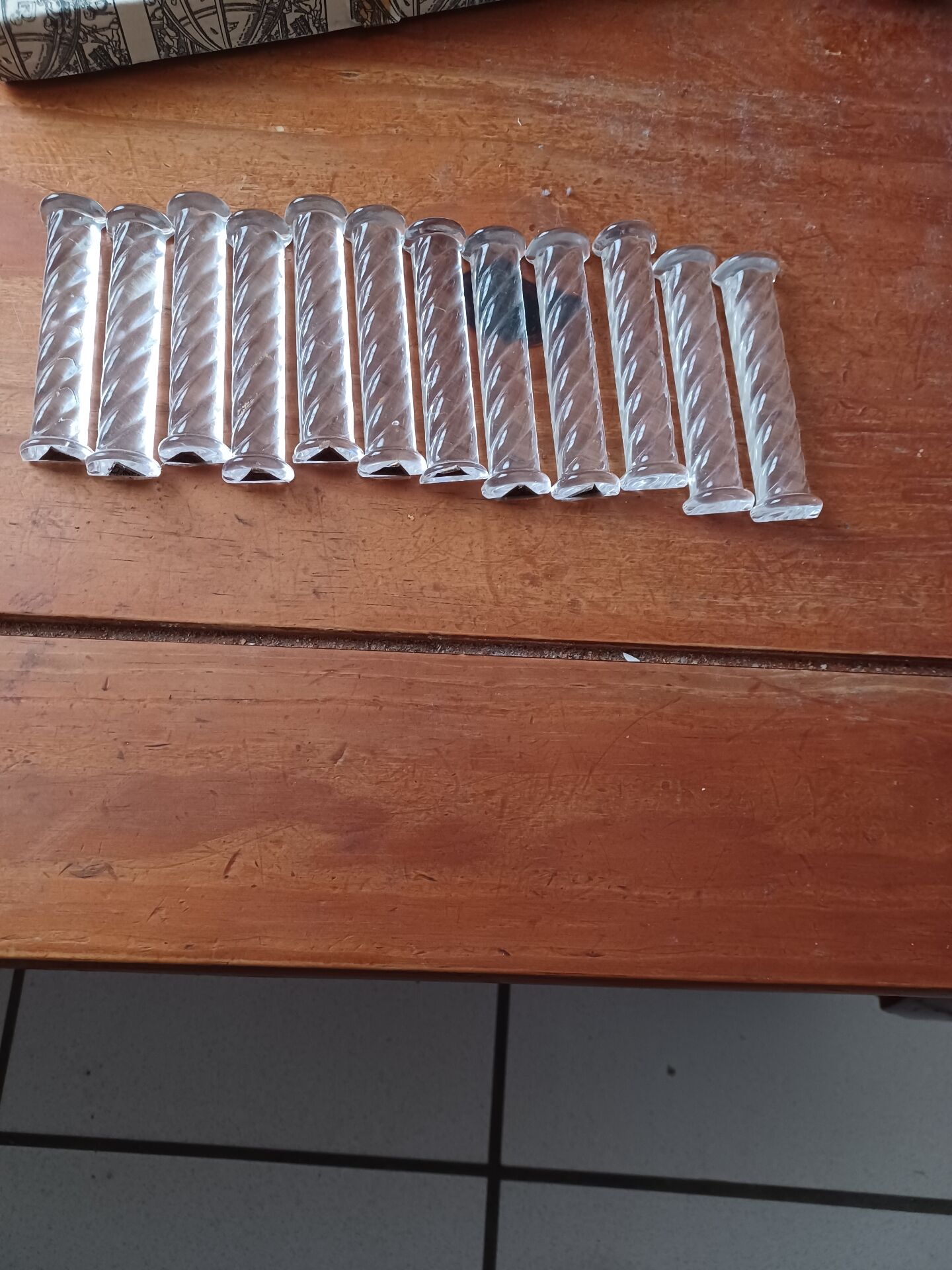 12 vintage crystal knife rests