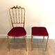 Chaise et tabouret Chiavari en laiton et velours. Vers 1940
